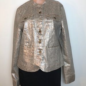 Dana Buchman gold animals print jacket
